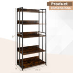 Industrial 5-Tier Adjustable Bookshelf and Display Rack