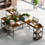 L Shaped Desk with Outlets USB Ports and Shelves 8 L Shaped Desk with Outlets USB Ports and Shelves