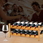 Bamboo Wine Rack Holds 12 Bottles with Space-Saving Design