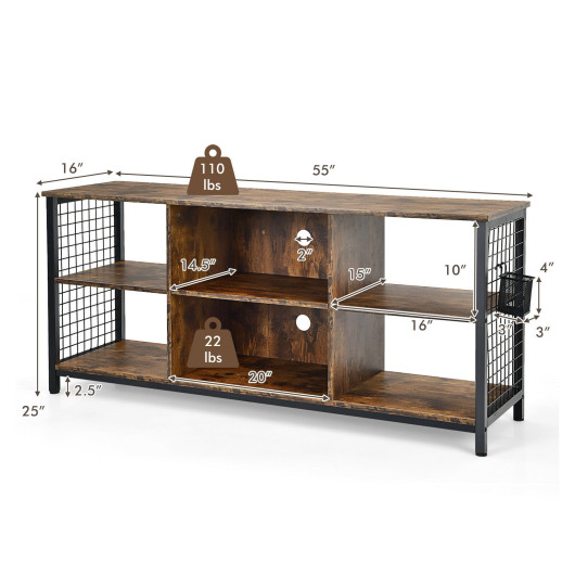 Industrial Wooden TV Stand with Storage for TVs up to 65 Inch 4 Industrial Wooden TV Stand with Storage for TVs up to 65 Inch - Image 4