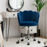 Velvet Upholstered Shell Back Desk Chair with Wheels