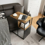 Reversible C Shaped End Table with Wooden Shelf Brown 13 Reversible C Shaped End Table with Wooden Shelf Brown