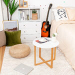 Multifunctional Round End Table with Bamboo Legs and X Base 13 Multifunctional Round End Table with Bamboo Legs and X Base
