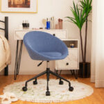 Adjustable Swivel Linen Accent Chair with Round Back