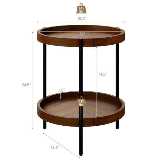 Retro 2 Tier End Table with Bottom Shelf for Storage 4 Retro 2 Tier End Table with Bottom Shelf for Storage - Image 4