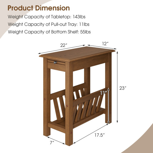 Compact 2 Tier End Table with Tray and Wood Legs 4 Compact 2 Tier End Table with Tray and Wood Legs - Image 4