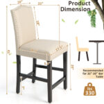 Counter Height Linen Fabric Barstools with Nailhead Trim (Set of 2)
