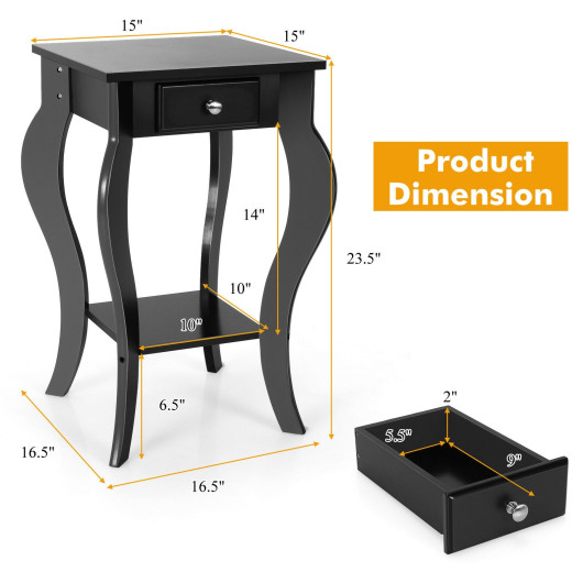 Compact End Table with Drawer and Shelf for Living Room 4 Compact End Table with Drawer and Shelf for Living Room - Image 4