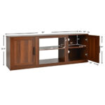 Farmhouse TV Stand with Adjustable Shelves and Faux Fireplace Slot