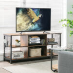 Industrial Wooden TV Stand with Storage for TVs up to 65 Inch 9 Industrial Wooden TV Stand with Storage for TVs up to 65 Inch