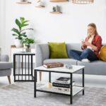 Nesting End Tables with Storage Shelf and Marble Top (Set of 2)