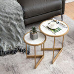 White Marble Nesting Coffee Tables with Gold Frame (Set of 2) 9 White Marble Nesting Coffee Tables with Gold Frame (Set of 2)