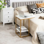 C Shaped End Table with Faux Marble Top and Shelf 9 C Shaped End Table with Faux Marble Top and Shelf