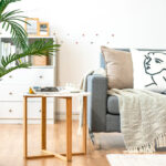 Multifunctional Round End Table with Bamboo Legs and X Base 8 Multifunctional Round End Table with Bamboo Legs and X Base