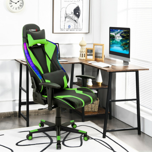 Adjustable RGB Gaming Chair with LED Lights and Ergonomic Design