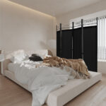 4-Panel Freestanding Folding Room Divider with Privacy Fabric