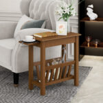 Compact 2 Tier End Table with Tray and Wood Legs 8 Compact 2 Tier End Table with Tray and Wood Legs