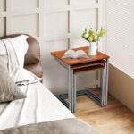 Stackable Multifunctional End Tables with Sturdy Steel Frame (Set of 3) 14 Stackable Multifunctional End Tables with Sturdy Steel Frame (Set of 3)