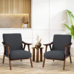 Modern Ergonomic Leisure Chair with Thick Cushion and Wood Frame 9 Modern Ergonomic Leisure Chair with Thick Cushion and Wood Frame