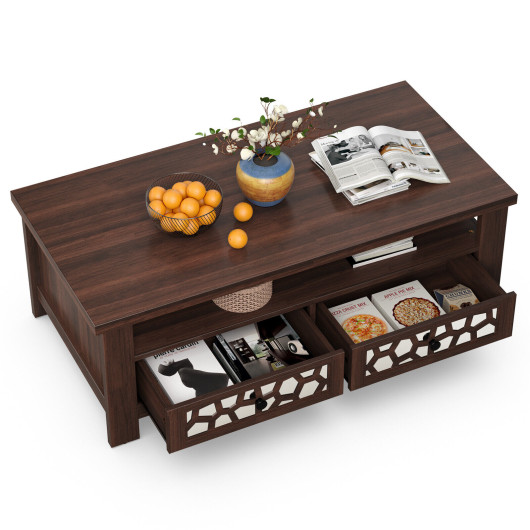 Modern Coffee Table with Storage Drawers and Open Shelf 7 Modern Coffee Table with Storage Drawers and Open Shelf - Image 7