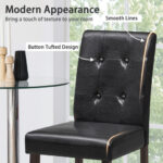 Button Tufted Bar Stools with Rubber Wood Legs (Set of 2)