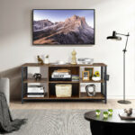 Industrial Wooden TV Stand with Storage for TVs up to 65 Inch 8 Industrial Wooden TV Stand with Storage for TVs up to 65 Inch