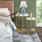 White Marble Nesting Coffee Tables with Gold Frame (Set of 2) 13 White Marble Nesting Coffee Tables with Gold Frame (Set of 2)