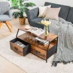 Rustic Brown TV Stand with 2 Drawers and Shelves