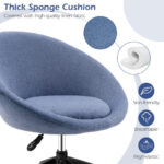 Adjustable Swivel Linen Accent Chair with Round Back