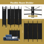 4-Panel Freestanding Folding Room Divider with Privacy Fabric