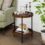 Retro 2 Tier End Table with Bottom Shelf for Storage 9 Retro 2 Tier End Table with Bottom Shelf for Storage