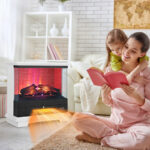 27 Inch Freestanding Electric Fireplace with Adjustable Flame Brightness