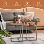 Stackable Multifunctional End Tables with Sturdy Steel Frame (Set of 3) 10 Stackable Multifunctional End Tables with Sturdy Steel Frame (Set of 3)