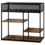 Rustic Brown Industrial Console Table with Wire Basket and Shelves 11 Rustic Brown Industrial Console Table with Wire Basket and Shelves