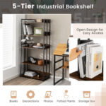 Industrial 5-Tier Adjustable Bookshelf and Display Rack