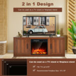 Farmhouse TV Stand with Adjustable Shelves and Faux Fireplace Slot