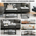 Nesting End Tables with Storage Shelf and Marble Top (Set of 2)