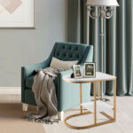 C Shaped End Table with Faux Marble Top and Shelf 10 C Shaped End Table with Faux Marble Top and Shelf