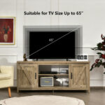 Natural Wood 59 Inch TV Stand with Storage Cabinets