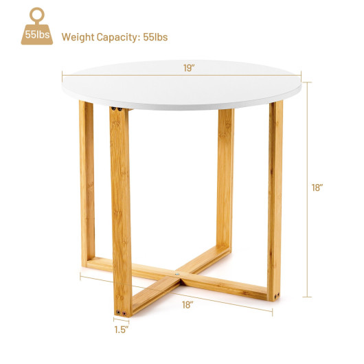 Multifunctional Round End Table with Bamboo Legs and X Base 5 Multifunctional Round End Table with Bamboo Legs and X Base - Image 5