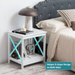 2 Tier X Design Side Table with Open Shelf