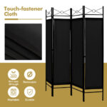 4-Panel Freestanding Folding Room Divider with Privacy Fabric