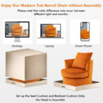 Modern Orange Swivel Barrel Chair with No Assembly Needed