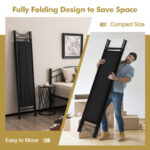 4-Panel Freestanding Folding Room Divider with Privacy Fabric