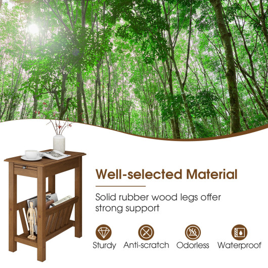 Compact 2 Tier End Table with Tray and Wood Legs 5 Compact 2 Tier End Table with Tray and Wood Legs - Image 5