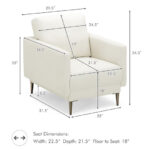 Modern Upholstered Accent Chair with Detachable Cushion and Metal Legs