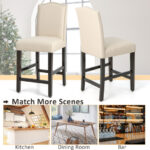 Counter Height Linen Fabric Barstools with Nailhead Trim (Set of 2)