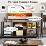 Industrial Wooden TV Stand with Storage for TVs up to 65 Inch 12 Industrial Wooden TV Stand with Storage for TVs up to 65 Inch