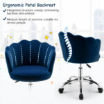 Velvet Upholstered Shell Back Desk Chair with Wheels