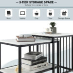 Nesting End Tables with Storage Shelf and Marble Top (Set of 2)